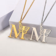 Butterfly Initial Pendant Necklace + Jewelry & Watches + Modiniva LLC