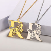 Butterfly Initial Pendant Necklace + Jewelry & Watches + Modiniva LLC