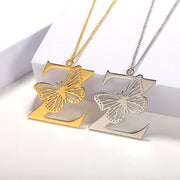 Butterfly Initial Pendant Necklace + Jewelry & Watches + Modiniva LLC