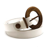 Luxury Women's Leather Wood Belt - Modiniva LLC