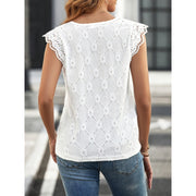 Sleeveless Lace Collar Top with Lace Short Sleeves Home, Pets, Appliance