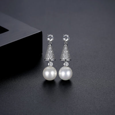 Chic Pearl Earrings with AAA Zircon Stones Jewelry & Watches