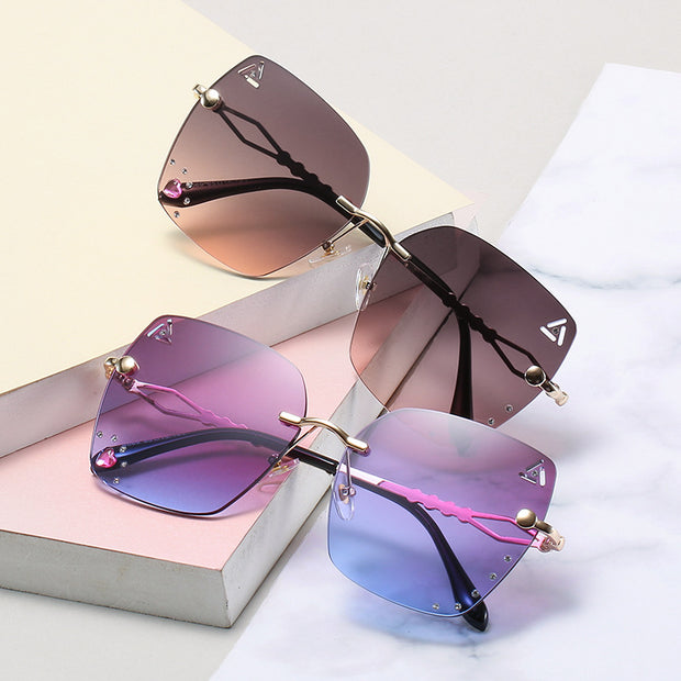 Dazzling Diamond Rimless Sunglasses for Women Jewelry & Watches