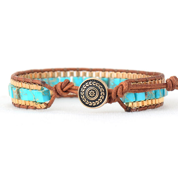 Fashion Imperial Stone Hand-woven Leather Bracelet test