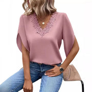 Romantic Lace V-Neck: Flowy Boho Blouse Women's Clothing