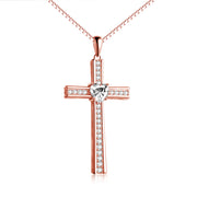 Rose Gold Plated Cross Necklace for Women