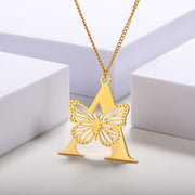 Butterfly Initial Pendant Necklace Jewelry & Watches