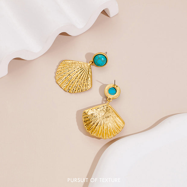 Seashell Echoes: Vintage Copper Earrings - Modiniva LLC