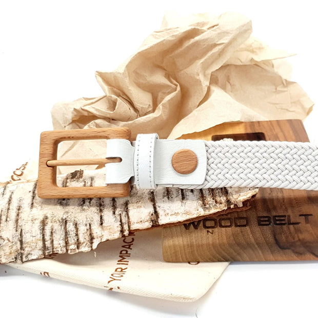 Luxury Braided Cotton Wood Belt for Women