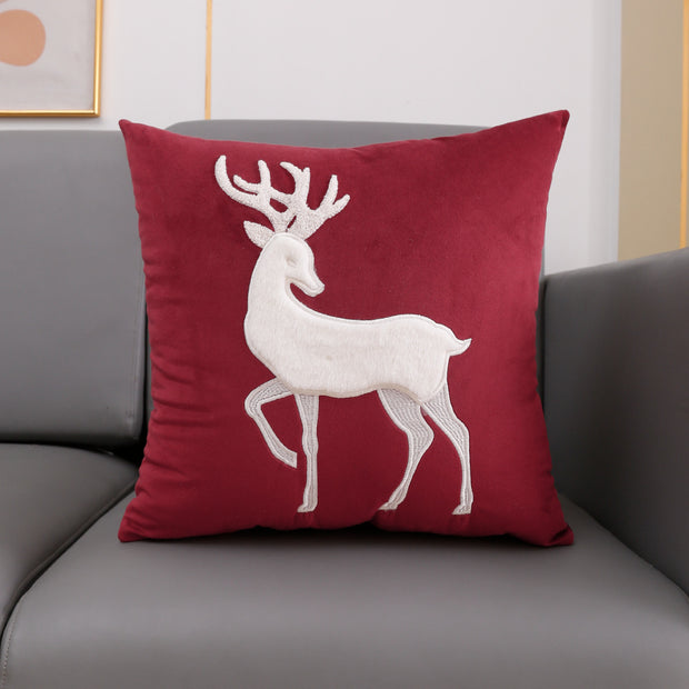 Christmas pillow case Embroidered moose pillow case - Modiniva LLC