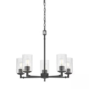 Helen wood Chandelier: Matte Black with Clear Seeded