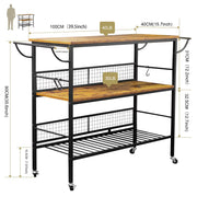 3-Tier Rolling Kitchen Cart - Modiniva LLC