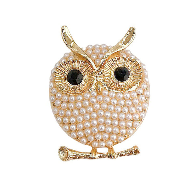 Show Your Love for Owls: The Tiny Pearl Owl Brooch Pearl Owl - Modiniva LLC