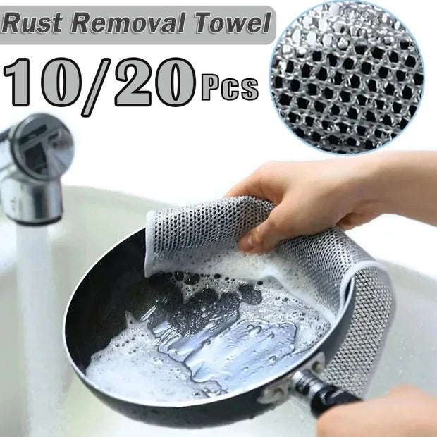 Rust Removal Cleaning Cloth Kitchen Magic Dishwashing Towel Metal Steel Wire Cleaning Rag Microwave Stove Clean Tools Dish Cloth Home, Pets, Appliance