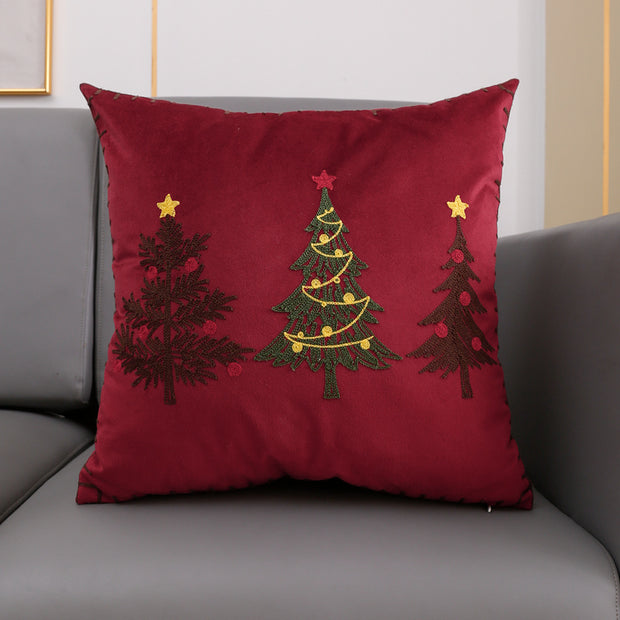 Christmas pillow case Embroidered moose pillow case - Modiniva LLC