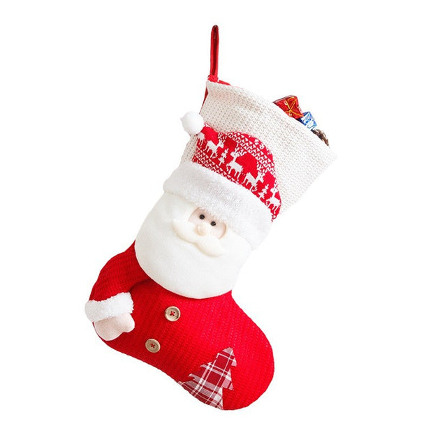 Large knitted Christmas socks Christmas decorations Old man snowman candy bag gift bag Christmas socks - Modiniva LLC