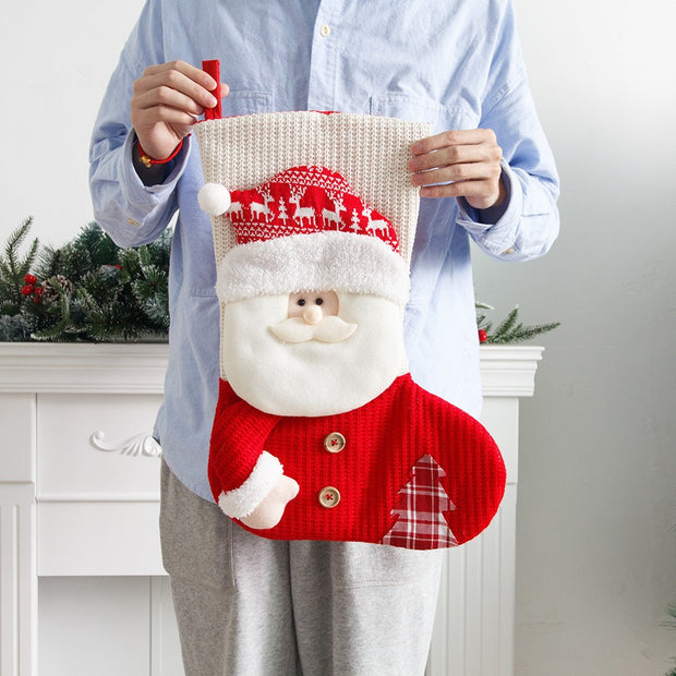 Large knitted Christmas socks Christmas decorations Old man snowman candy bag gift bag Christmas socks - Modiniva LLC