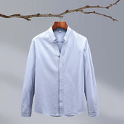 Cotton & Hemp Long Sleeve Shirt blue Women's Clothing