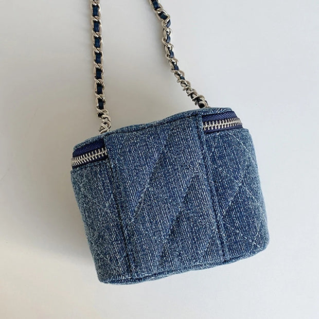 The Denim Paradox : Blue Denim Crossbody Bag - Modiniva LLC