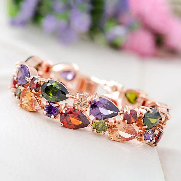 Multicolor Cubic Zirconia Luxury Wedding Women's Bracelet - Modiniva LLC