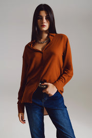 Chiffon Shirt in Camel Color - Modiniva LLC