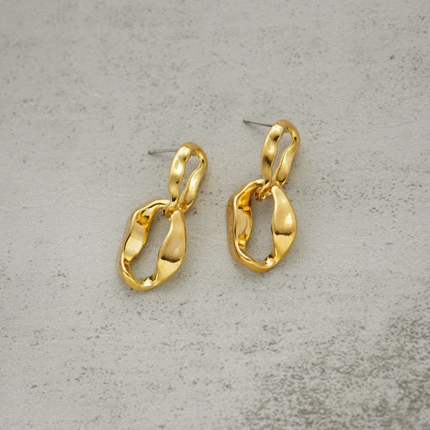 Unconventional Elegance: Irregular Double Loop Earrings - Modiniva LLC