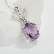 S925 Silver Inlaid Natural Amethyst Necklace