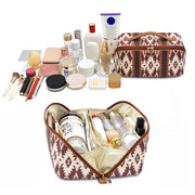 New Luxury Cube Cosmetic Bag Zipper Western Aztec Travel Makeup Bag Waterproof leather makeup pouch Large capacity