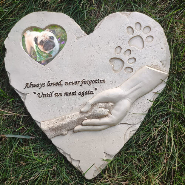 Cherished Memories: Heart-Shaped Pet Memorial Stones with Photo Frame