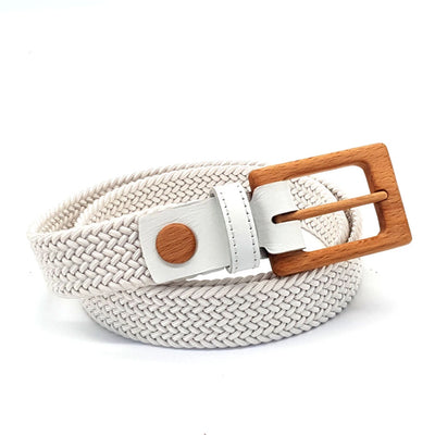 Luxury Braided Cotton Wood Belt for Women