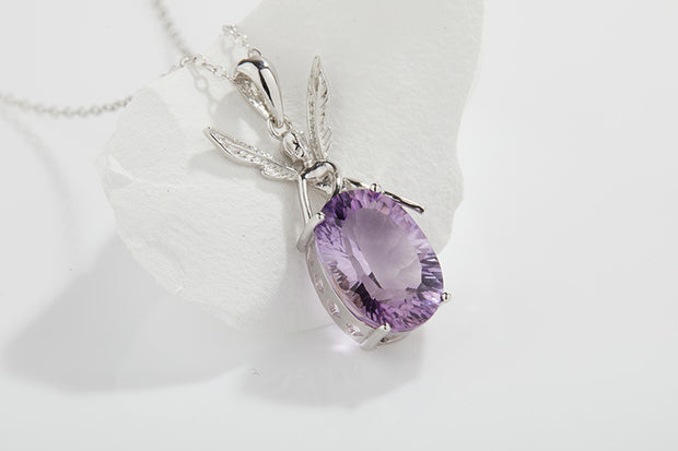 S925 Silver Inlaid Natural Amethyst Necklace