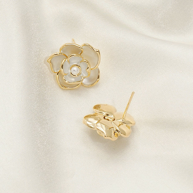 Sweet Elegance Cool Rose Pearl Earrings - Modiniva LLC