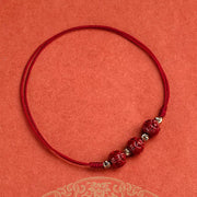 Unisex Natural Cinnabar Charm Bracelet