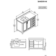 Sandon 48 In. W X 22 In. D X 34 In. H Single Sink