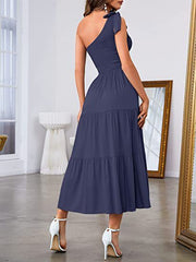 One-Shoulder Pleated Split Dress Bags & Shoes