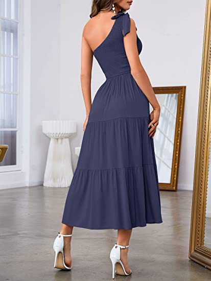 One-Shoulder Pleated Split Dress Bags & Shoes