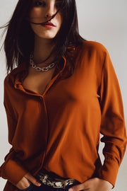 Chiffon Shirt in Camel Color - Modiniva LLC