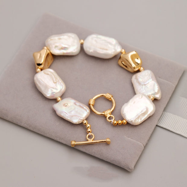 Pearl Stone Square Baroque Jewelry Set