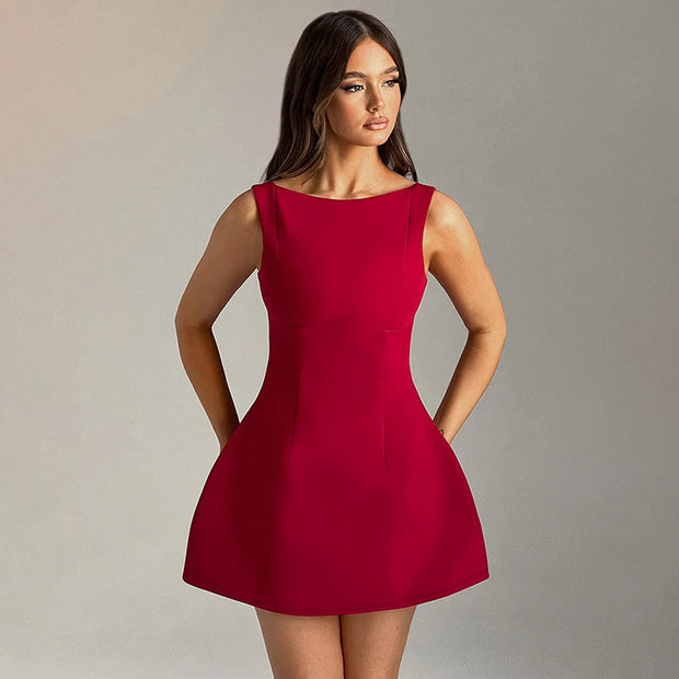 Sexy Slim-fitting Backless Dress Summer Sleeveless Short Dresses - Modiniva LLC