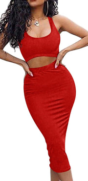 Effortless Summer Style: Bodycon Tank Top and Midi Skirt Set - Modiniva LLC