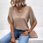 Romantic Lace V-Neck: Flowy Boho Blouse Women's Clothing