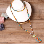 Women's Colorful Stone Bead Water Drop Necklace