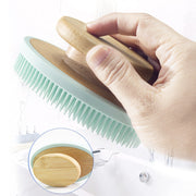 New silicone bath brush massage bath soft hand-held long-tooth cleaning scrub brush bamboo handle bath brush - Modiniva LLC