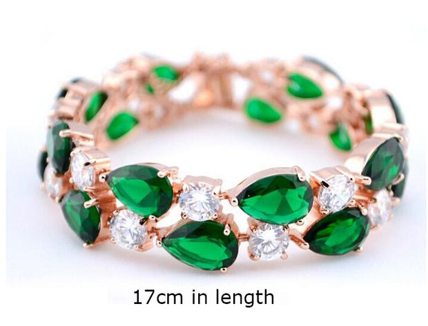 Multicolor Cubic Zirconia Luxury Wedding Women's Bracelet Rose Gold Green White Jewelry & Watches