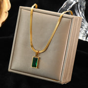 Modern Mystic: Green Snake Chain Pendant for Women Green Faux Diamond Necklace Gold Jewelry & Watches