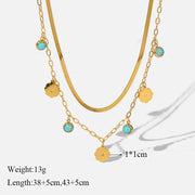 Gold Layered Floral Necklace - Modiniva LLC