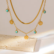 Gold Layered Floral Necklace Jewelry & Watches