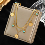 Gold Layered Floral Necklace - Modiniva LLC