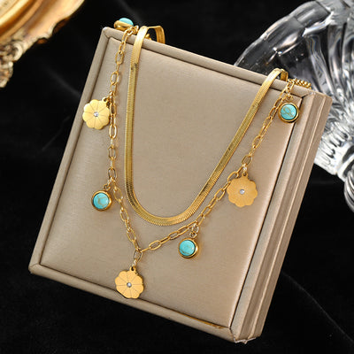 Gold Layered Floral Necklace Jewelry & Watches