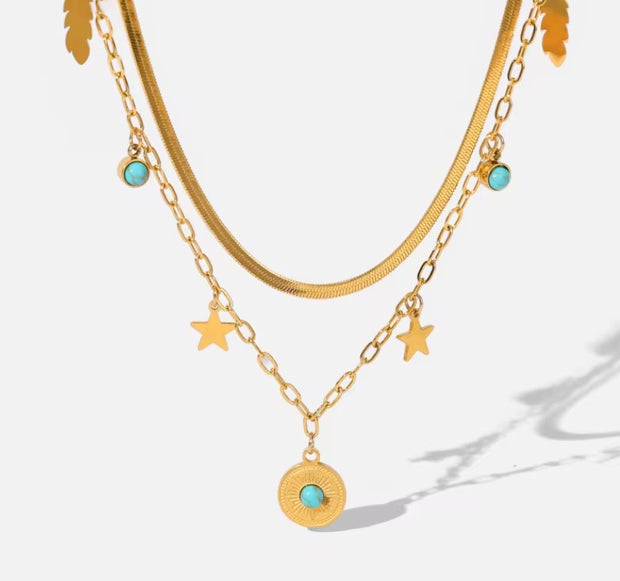 Gold Star Charm Layered Necklace - Modiniva LLC